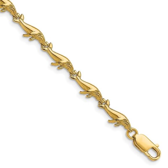 14k Yellow Gold Whale Bracelet